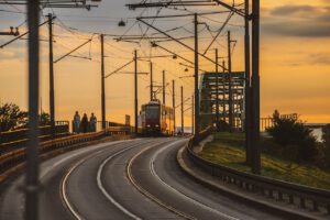 tram, tramway, railway