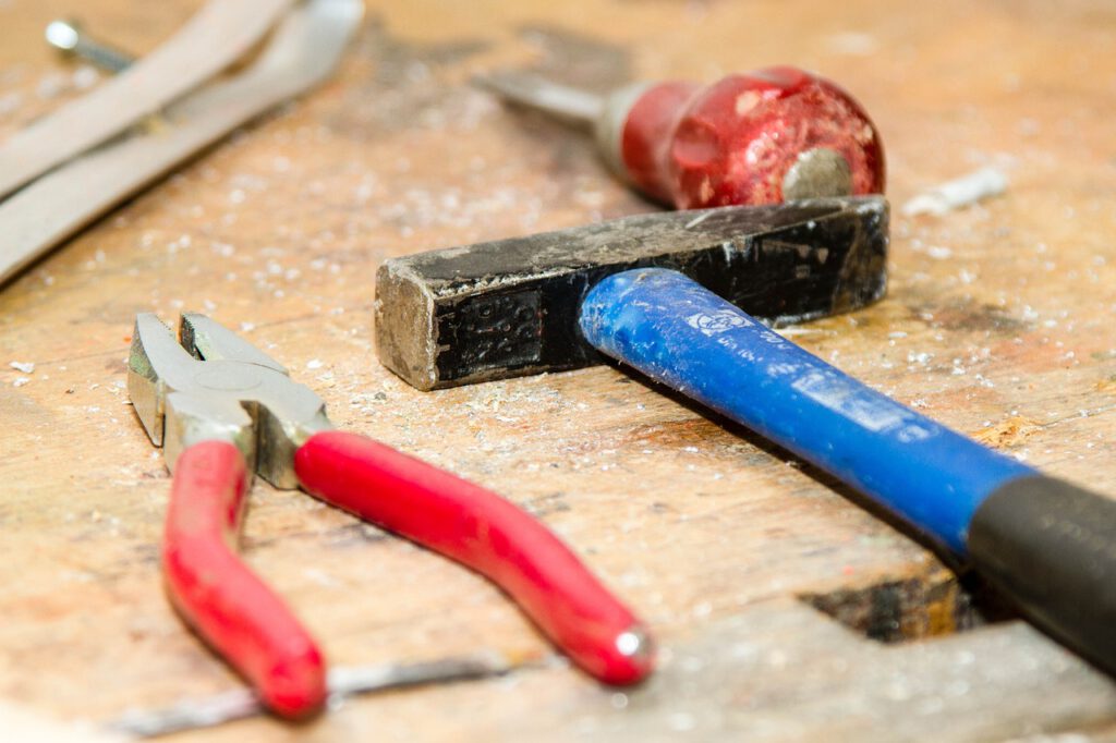 tool, workbench, hammer